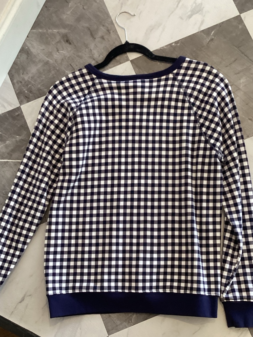 074Draper James Navy and White Gingham Crewneck - Picture 3 of 5